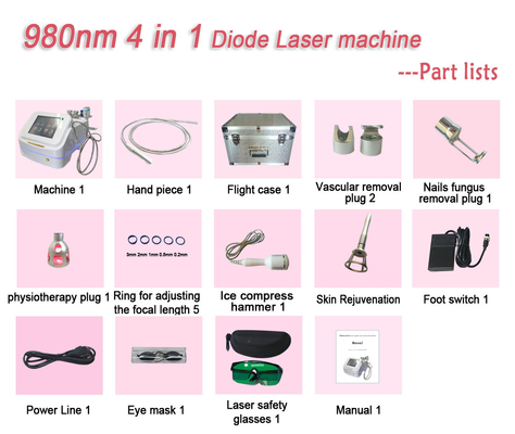 4 en 1 980nm machine laser à diode portable pour les salons de beauté